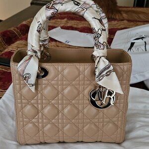 Lady dior beige medium leather